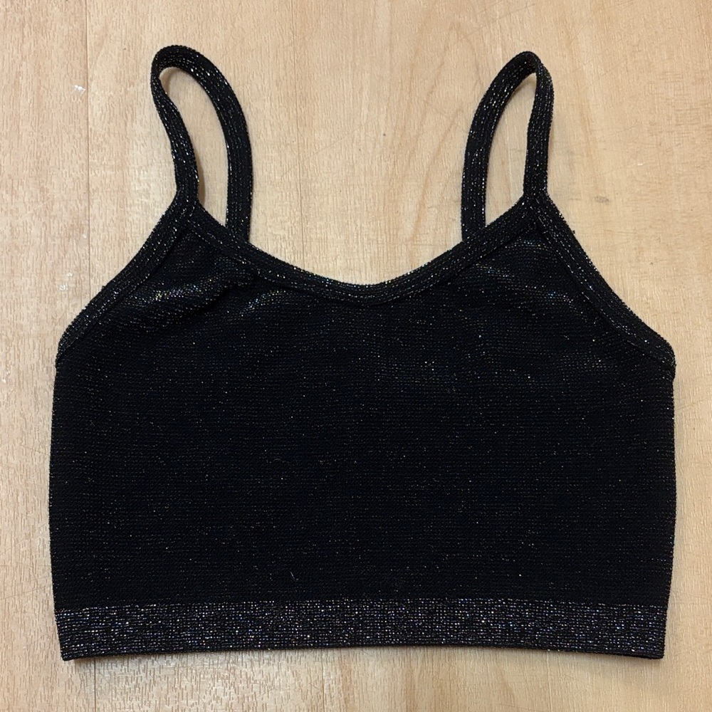Forever 21 Black Sparkly Crop Top